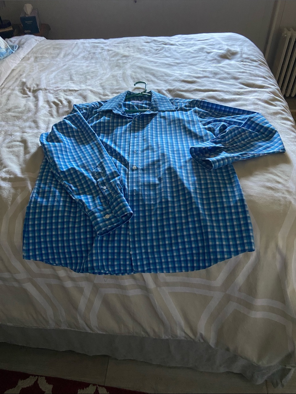 Lands' End Men's Blue Plaid Button-Down Shirt